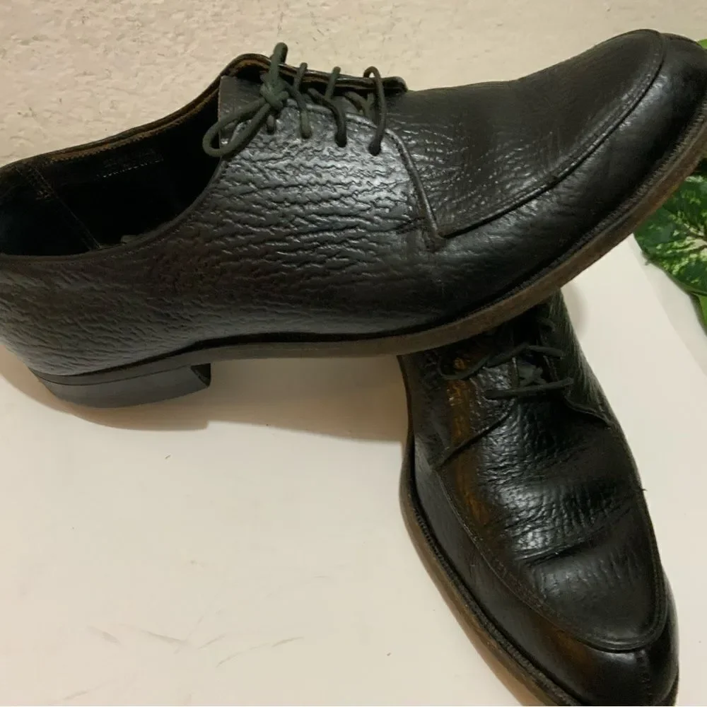 Shark Grain Cowhide Black Leather Dress Shoes Men’s 8.5 D